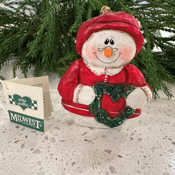 Midwest of Cannon Falls SNOWMAN Eddie Walker Christmas Ornament - Picture 1 of 8